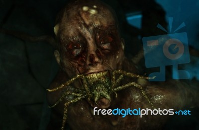 Bug Man,infected Man With Spiders,3d Illustration Stock Image