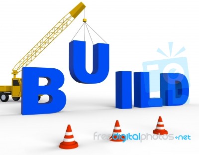 Build Word Means House Building 3d Rendering Stock Image
