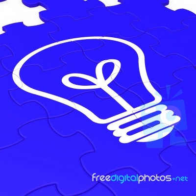 Bulb Puzzle Shows Intelligence And Inventions Stock Image