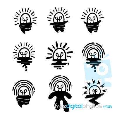Bulbs Icons Set Funny And Alien Style Stock Image
