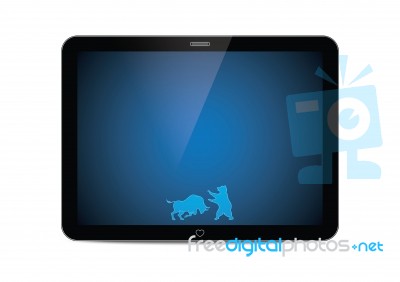 Bull And Bear Technology Tablet Stock Image