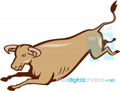 Bull Cow Jumping Cartoon Stock Image