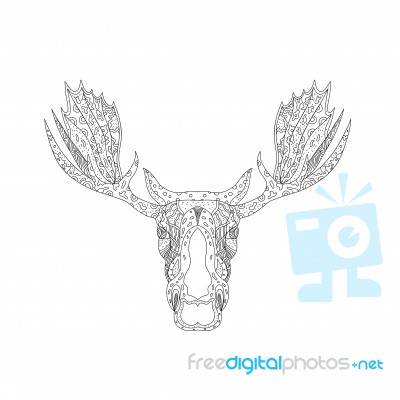 Bull Moose Head Doodle Stock Image