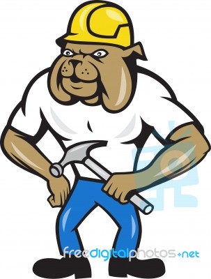 Bulldog Construction Worker Hammer Stock Image