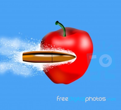 Bullet Piercing Apple Stock Image