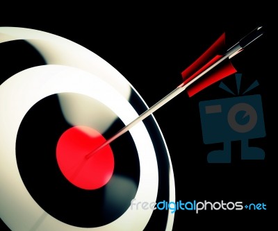 Bulls Eye Target Shows Successful Winning Perfect Aim Stock Image