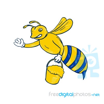 Bumblebee Waving With Honey Drawing Stock Image