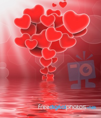 Bunch Of Hearts Displays Sweet Love Or Romantic Couple Stock Image