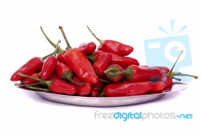 Bunch Of Red Chili Peppers Stock Photo