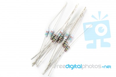 Bundle Of Resistors Against A White Background Stock Photo