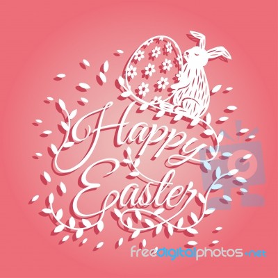 Bunny And Flowers For Easter Day Greeting Card Stock Image