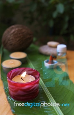 Burning Candle In Spa Stock Photo