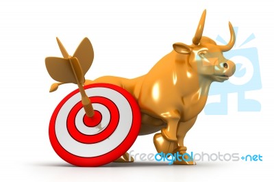 Business Bull And Target Stock Image