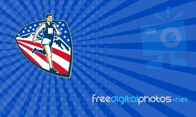 Business Card American Marathon Runner Running Retro Stock Image Business Card American Marathon Runner Running Retro Stock Image