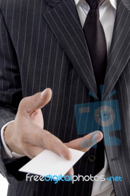 Business Card In Man S Hand Stock Photo