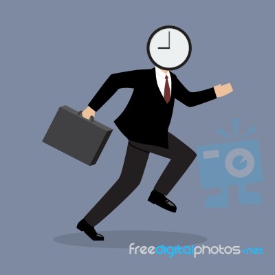 Business Clock Head Man Runnung Stock Image