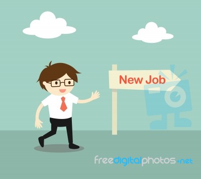 Business Concept, Businessman Chose A Direction 'new Job' Stock Image