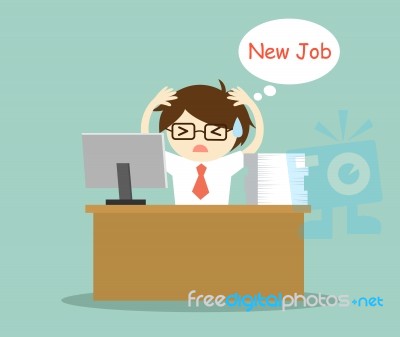 Business Concept, Businessman Feeling Stressed And Thinking About New Job Stock Image