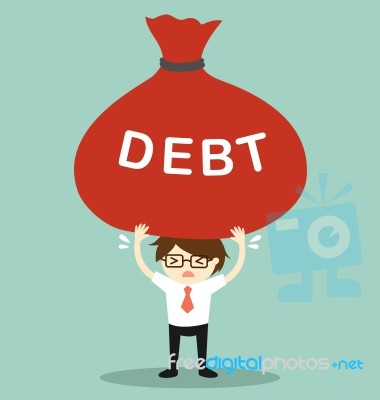 Business Concept, Businessman Holding Big Debt.  Illustration Stock Image