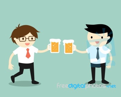 Business Concept, Businessmen Drinking Beer Together Stock Image