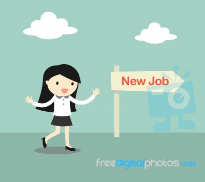 Business Concept, Businesswoman Chose A Direction 'new Job' Stock Image