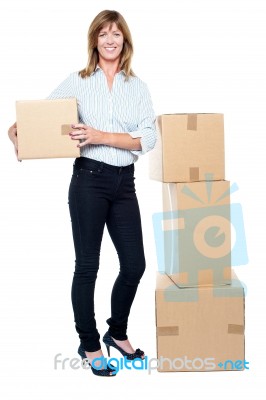 Business Executive Relocating To New Office Stock Photo