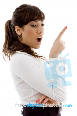 business Female Pointing forward Stock Photo
