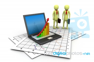 Business Graph And Laptop Stock Image