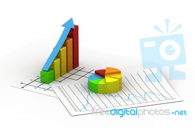 Business Graph  And Pie Chart Stock Image