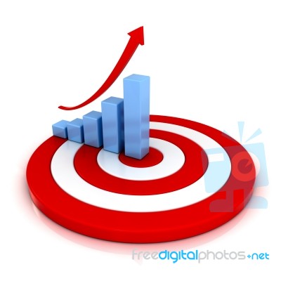 Business Graph On Dartboard Stock Image