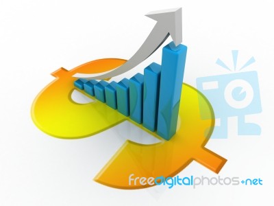 Business Graph On Dollar Sign Stock Image