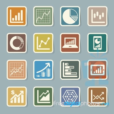 Business Graph Sticker Icon Set Stock Image