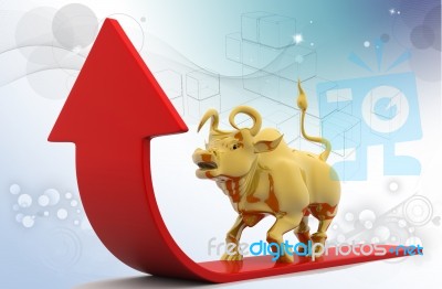 Business Graph With Bull Stock Image