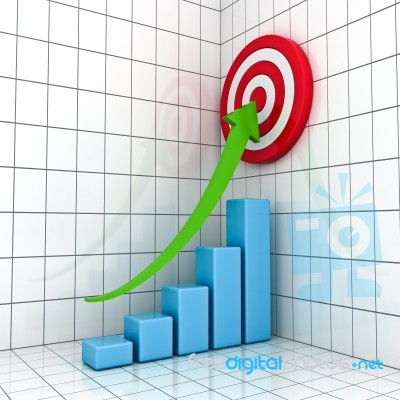 Business Graph With Dartboard Stock Image
