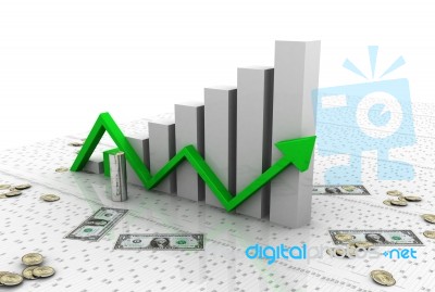 Business Graph With Dollar Stock Image