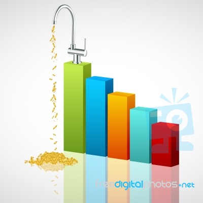 Business Graph With Dollar Tap Stock Image