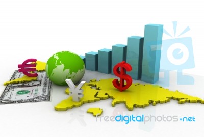 Business Graph With Earth Stock Image