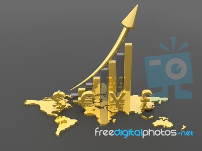 Business Graph  With Global Currencies Stock Image