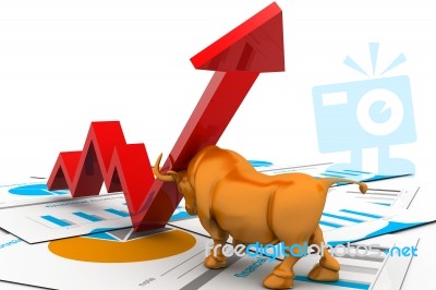 Business Growth Chart And Bull Stock Image