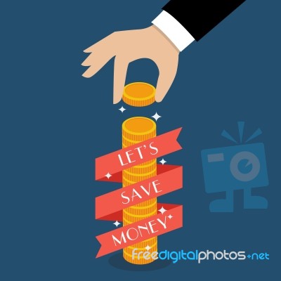 Business Hand Holding Coin With Banner Stock Image
