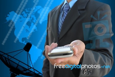 Business Hand Holding Mobile Stock Photo