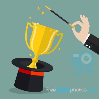 Business Hand With Champion Cup Stock Image