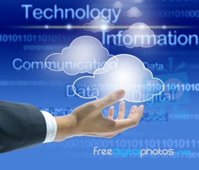 Business Hand With Cloud Computing Stock Photo