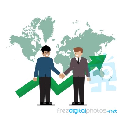 Business Handshake On The Background Of World Map Stock Image