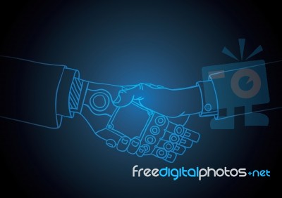 Business Human And Robot Handshake Stock Image