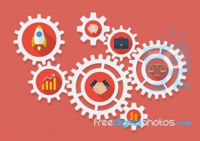 Business Icons In Gears Stock Image
