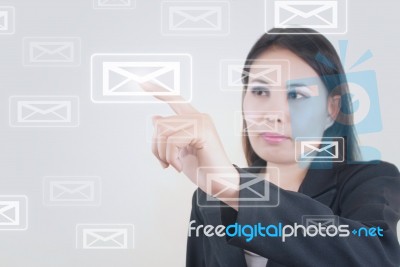 Business Lady Press Mail Stock Photo