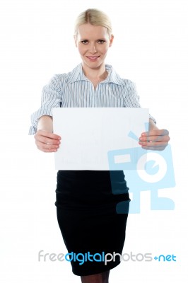 Business Lady Showing Notice Stock Photo