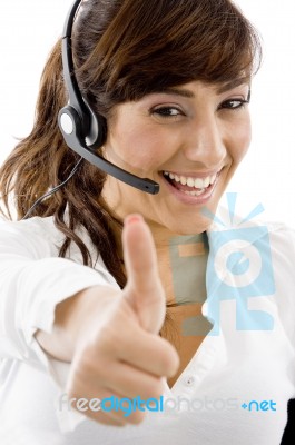 Business Lady With Thumbs Up Stock Photo