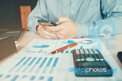 Business Man Accounting Calculating Cost Economic Concept Stock Photo